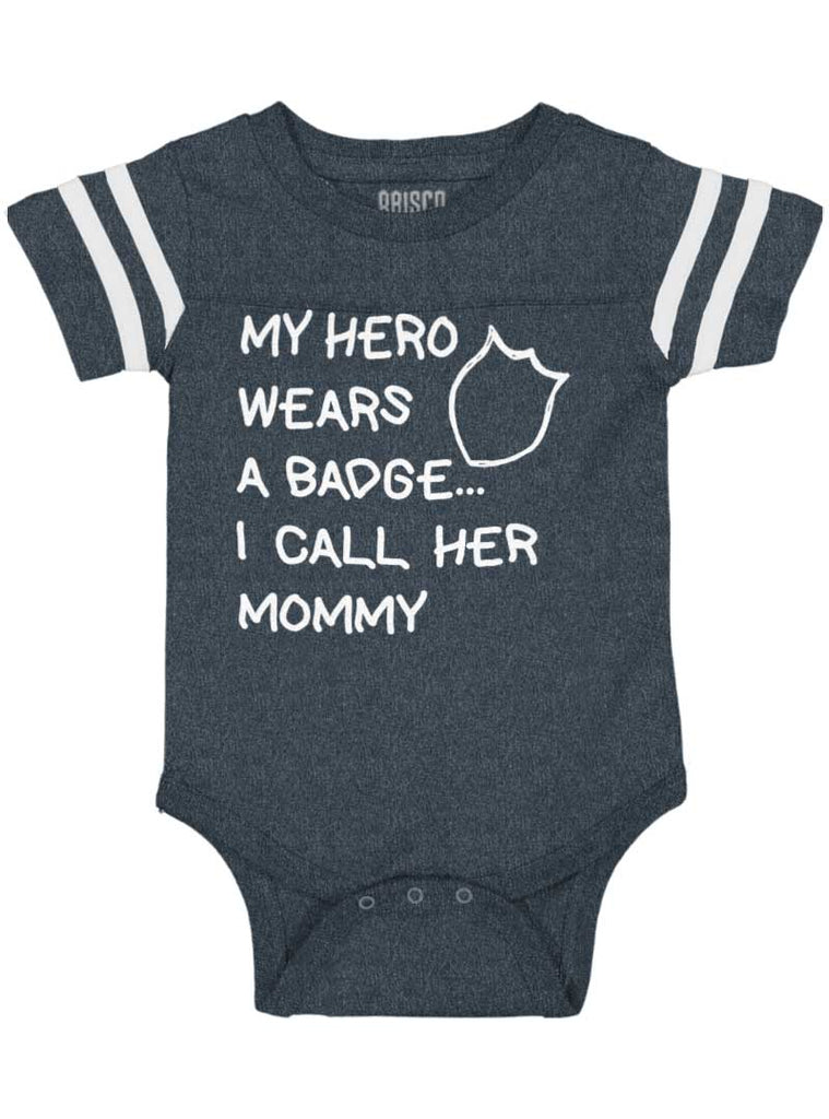 Hero Wears Badge Football Romper Bodysuit-Direct To Garment Print-Brisco Baby