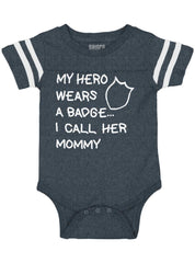 Hero Wears Badge Football Romper Bodysuit-Direct To Garment Print-Brisco Baby