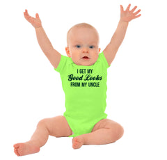 Good Looks From Uncle Romper Bodysuit-Direct To Garment Print-Brisco Baby