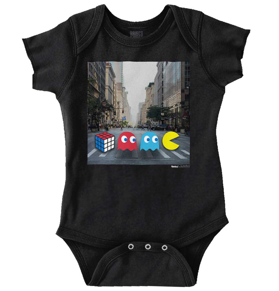 The Beatles Pac-Man Romper Bodysuit-Direct To Garment Print-Brisco Baby
