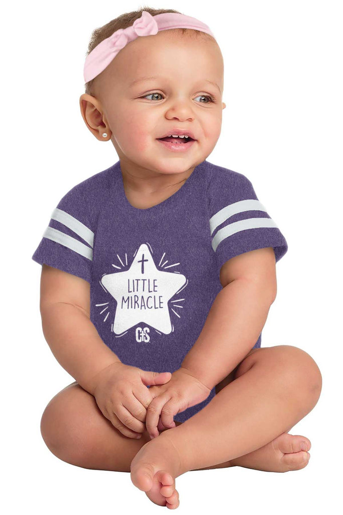 Little Miracle Football Romper Bodysuit-Direct To Garment Print-Brisco Baby