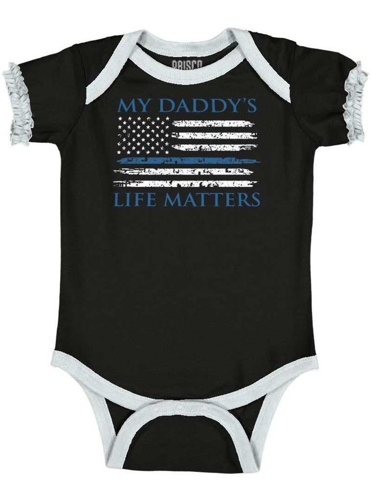 Daddy's Life Baby Ruffled Trim Romper-Direct To Garment Print-Brisco Baby