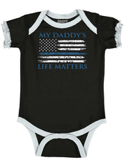 Daddy's Life Baby Ruffled Trim Romper-Direct To Garment Print-Brisco Baby