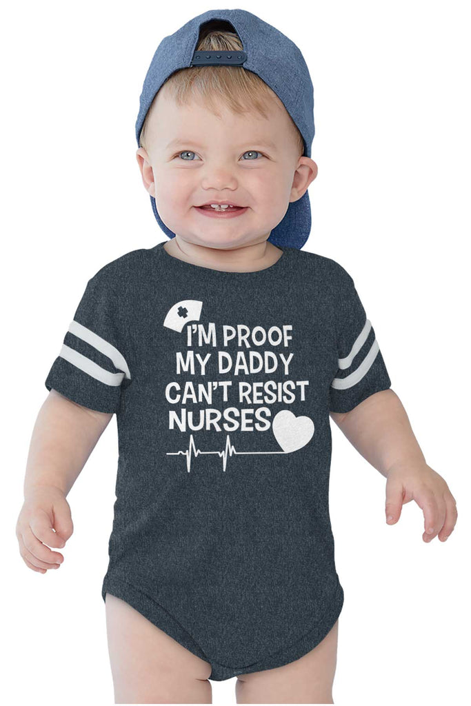 Can't Resist Nurses Football Romper Bodysuit-Direct To Garment Print-Brisco Baby