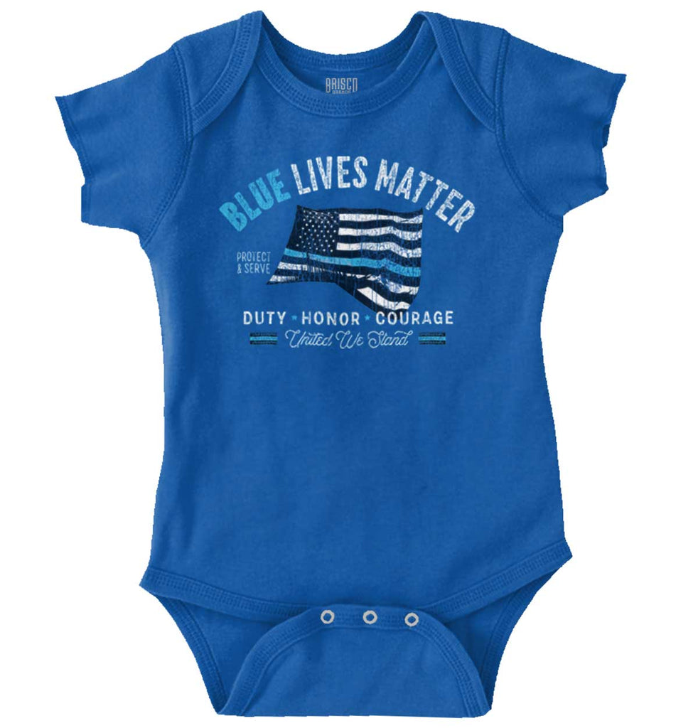 United We Police Romper Bodysuit-Direct To Garment Print-Brisco Baby