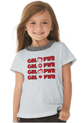 Girl Power Toddler Ruffled Trim T-Shirt-Direct To Garment Print-Brisco Baby
