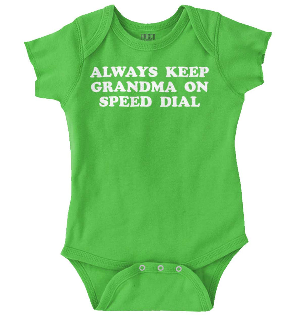 Always Keep Grandma Speed Dial Romper Bodysuit-Direct To Garment Print-Brisco Baby