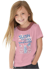 Slush O Clock Somewhere Toddler Ruffled Trim T-Shirt-Direct To Garment Print-Brisco Baby