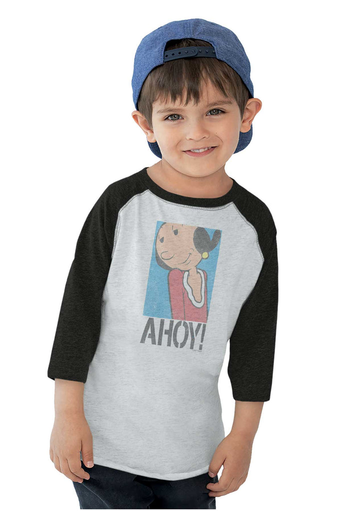 Ahoy Olive Oyl Toddler Baseball-Direct To Garment Print-Brisco Baby