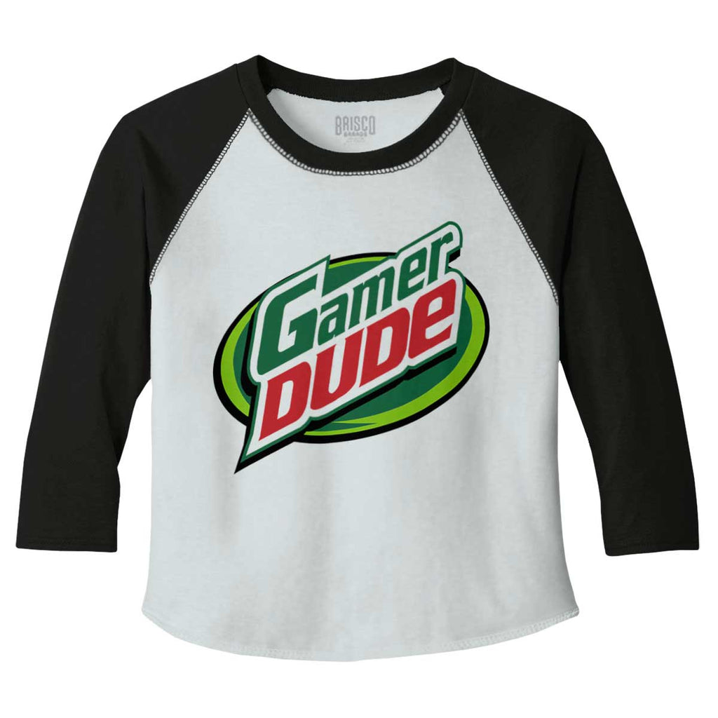 Gamer Dude Video Gaming Geek Toddler Baseball-Direct To Garment Print-Brisco Baby