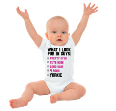 Yorkie Checklist Romper Bodysuit-Direct To Garment Print-Brisco Baby