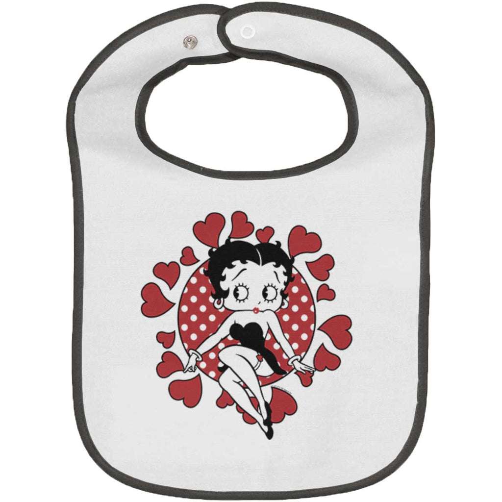 Vintage Betty Trimmed White Snap Bib-Direct To Garment Print-Brisco Baby