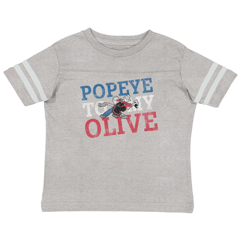 Popeye & Olive Toddler Football Jersey Tee-Direct To Garment Print-Brisco Baby