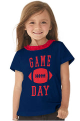 Game Day Toddler Ruffled Trim T-Shirt-Direct To Garment Print-Brisco Baby