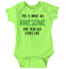 Awesome One Year Old Romper Bodysuit-Direct To Garment Print-Brisco Baby