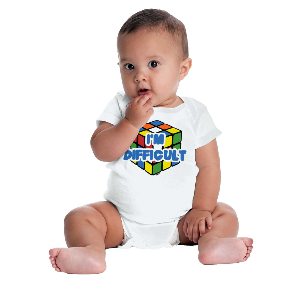 Difficult Rubik's Romper Bodysuit-Direct To Garment Print-Brisco Baby
