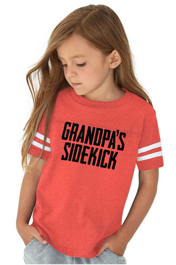 Grandpa's Sidekick Toddler Football Jersey Tee-Direct To Garment Print-Brisco Baby