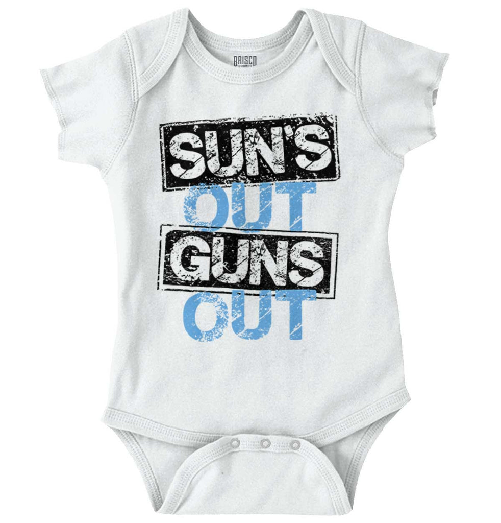 Guns Out Romper Bodysuit-Direct To Garment Print-Brisco Baby