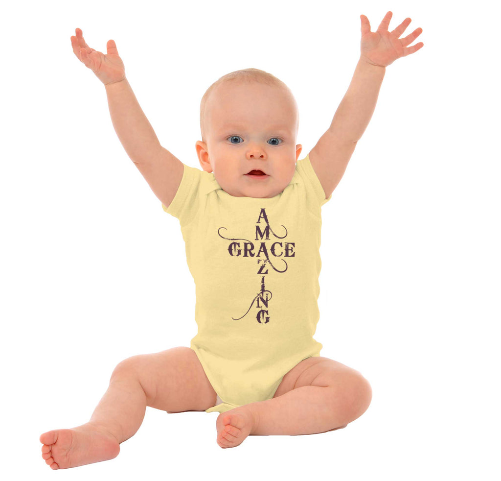 Amazing Grace Script Romper Bodysuit-Direct To Garment Print-Brisco Baby