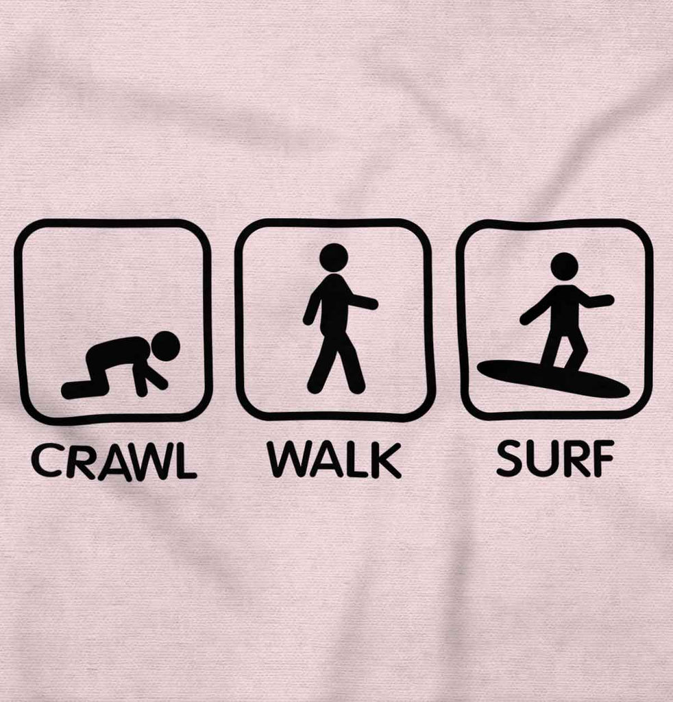 Crawl Walk Surf Toddler Ruffled Trim T-Shirt-Direct To Garment Print-Brisco Baby