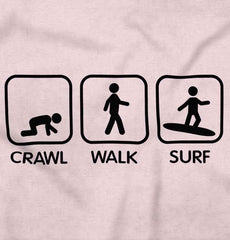 Crawl Walk Surf Toddler Ruffled Trim T-Shirt-Direct To Garment Print-Brisco Baby