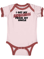 Badass Uncle Baby Ruffled Trim Romper-Direct To Garment Print-Brisco Baby