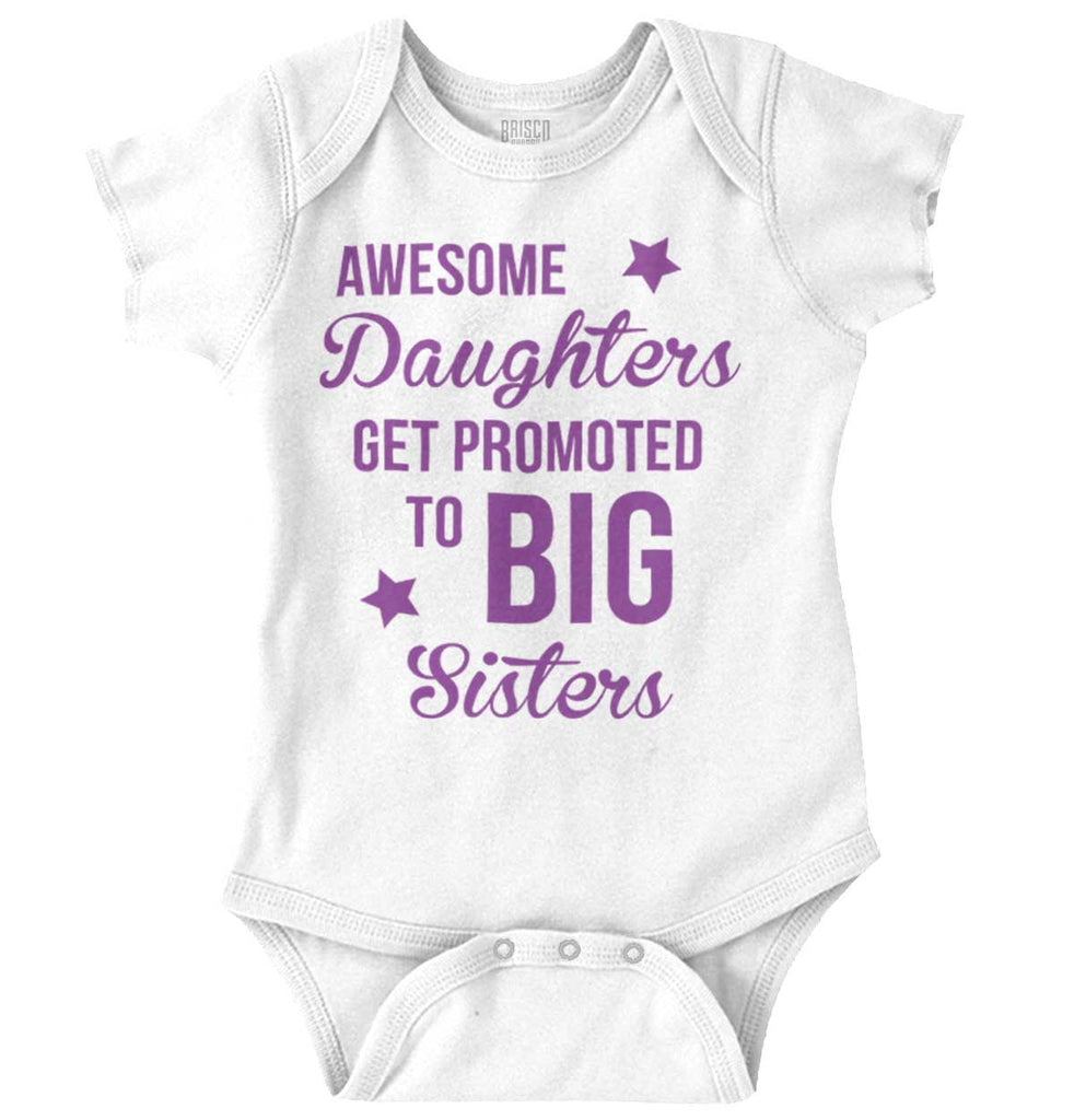 Awesome Daughter Promote Big Sisters Romper Bodysuit-Direct To Garment Print-Brisco Baby