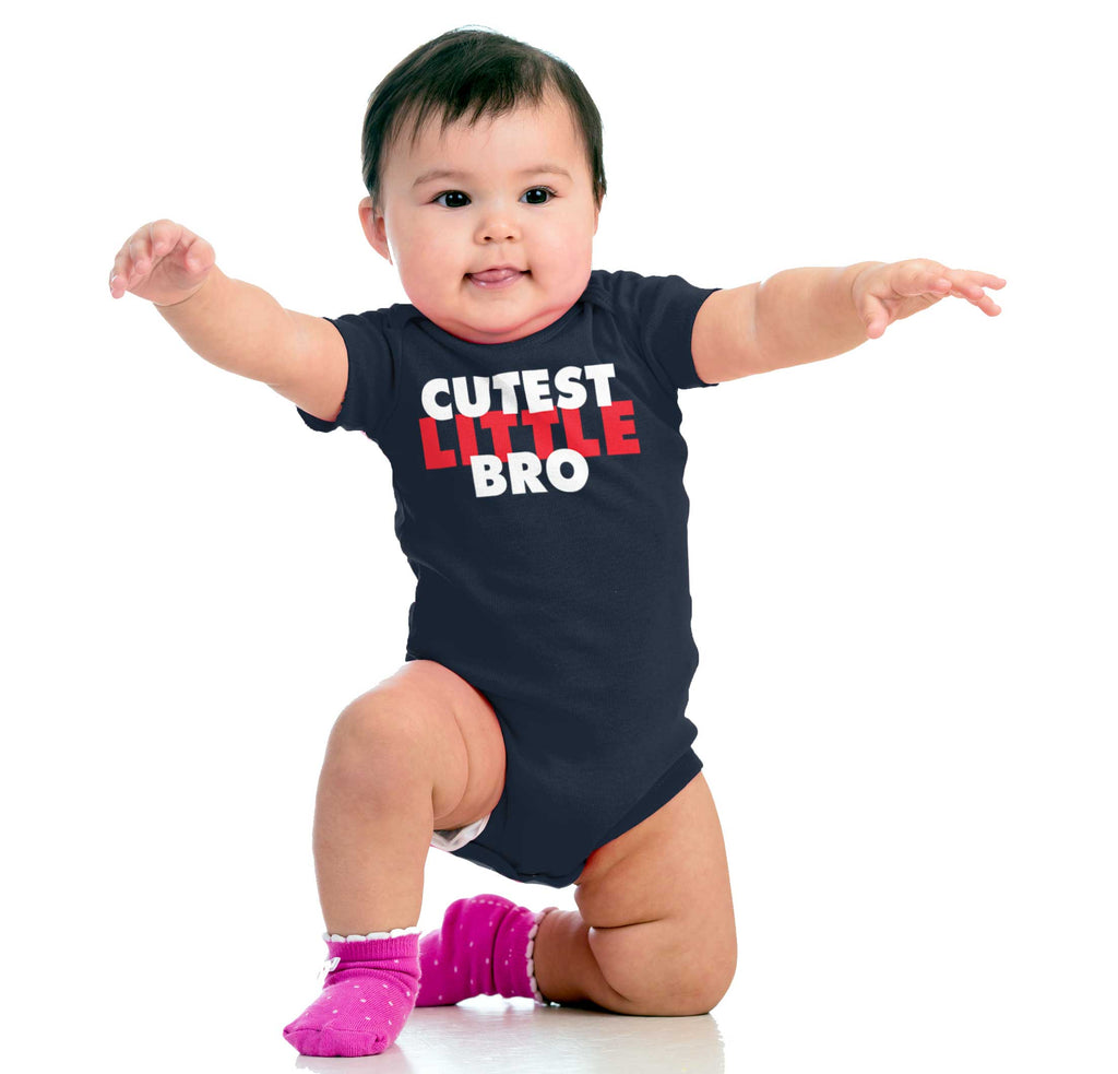 Cutest Little Bro Romper Bodysuit-Direct To Garment Print-Brisco Baby