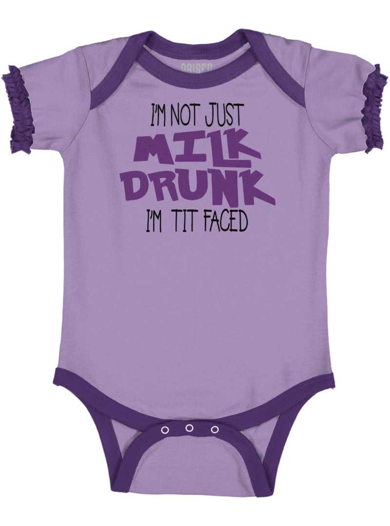 Tit Faced Baby Ruffled Trim Romper-Direct To Garment Print-Brisco Baby