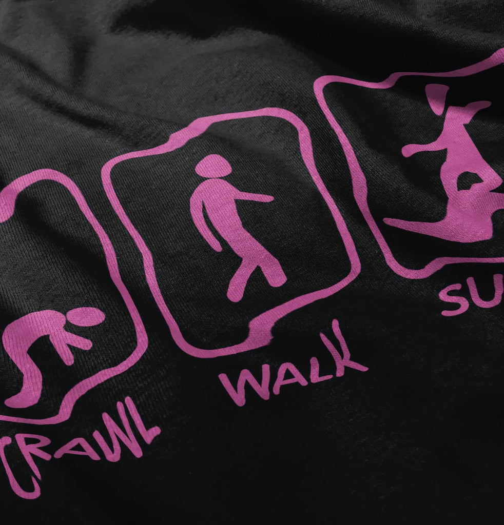 Crawl Walk Surf Toddler Ruffled Trim T-Shirt-Direct To Garment Print-Brisco Baby