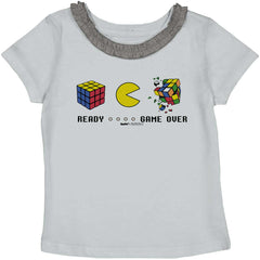 Pac-Man Ready Rubik's Toddler Ruffled Trim T-Shirt-Direct To Garment Print-Brisco Baby