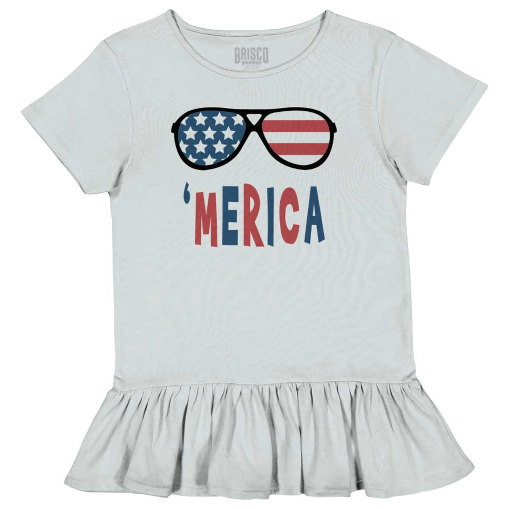 ‘merica Toddler Ruffle Bottom Tee-Direct To Garment Print-Brisco Baby