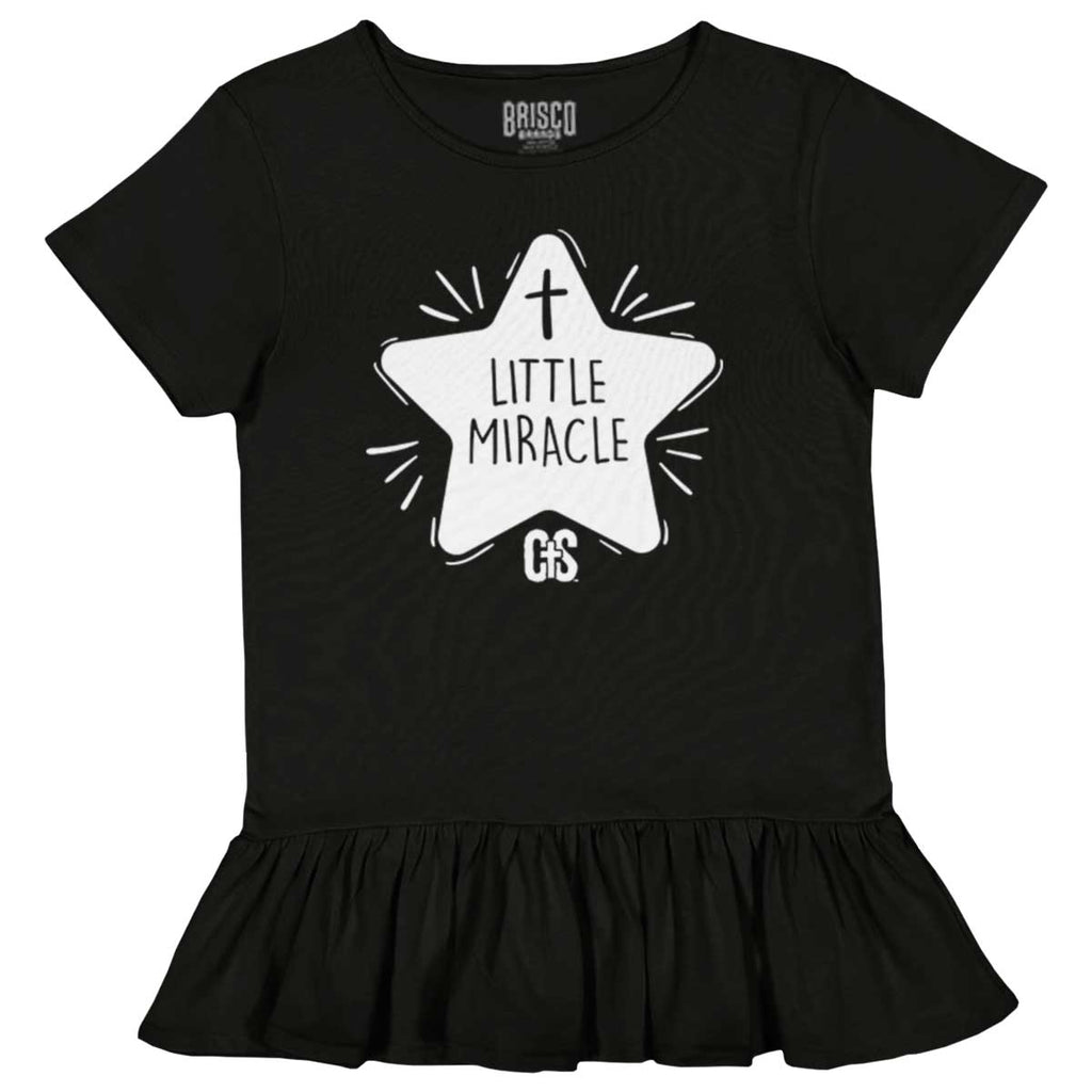 Little Miracle Toddler Ruffle Bottom Tee-Direct To Garment Print-Brisco Baby