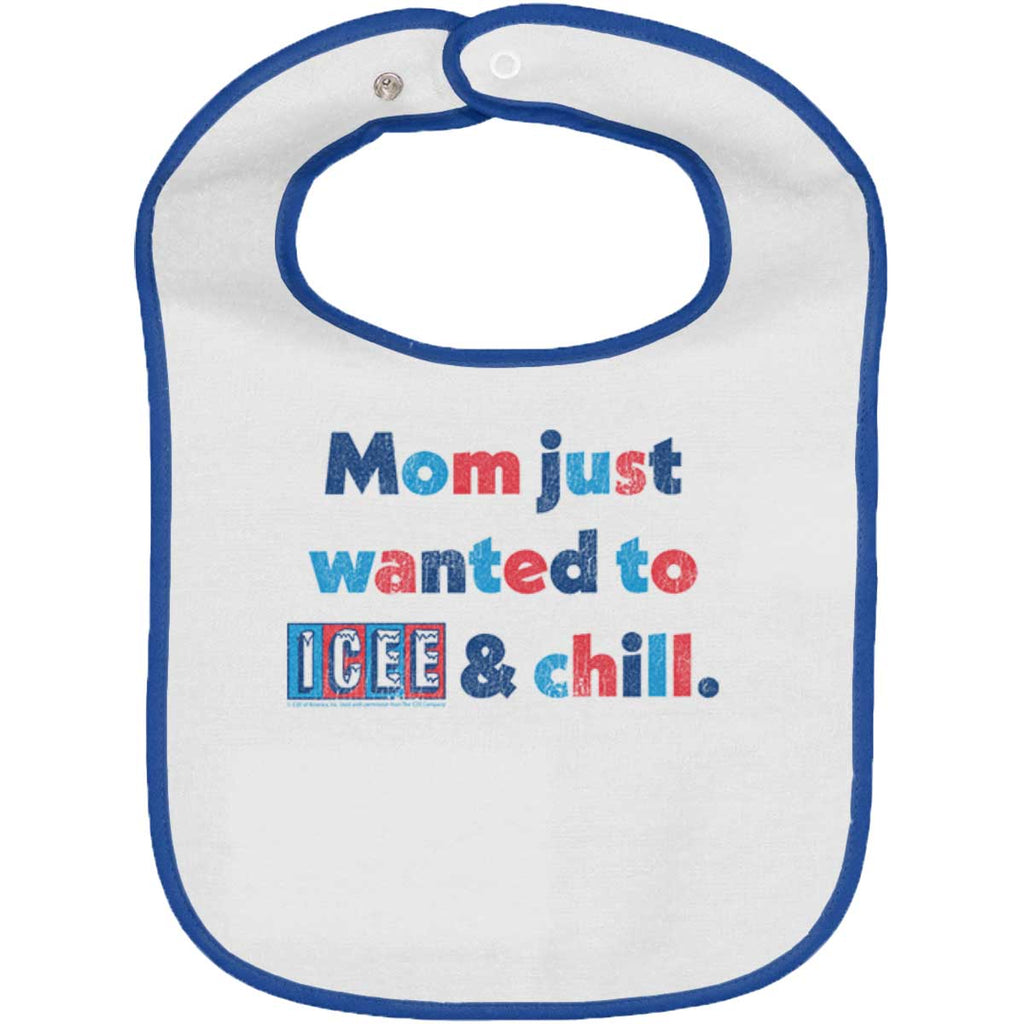 Icee & Chill Trimmed White Snap Bib-Direct To Garment Print-Brisco Baby
