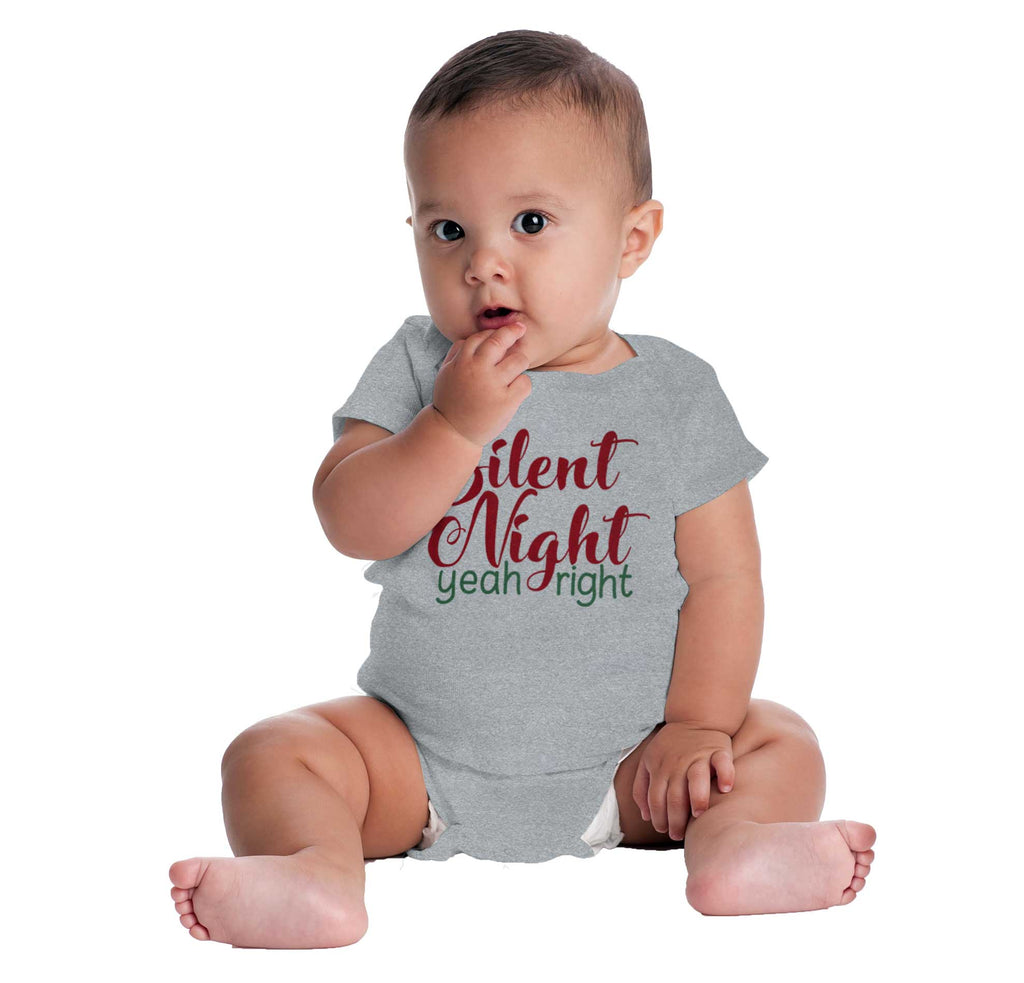 Silent Night Yeah Right Romper Bodysuit-Direct To Garment Print-Brisco Baby