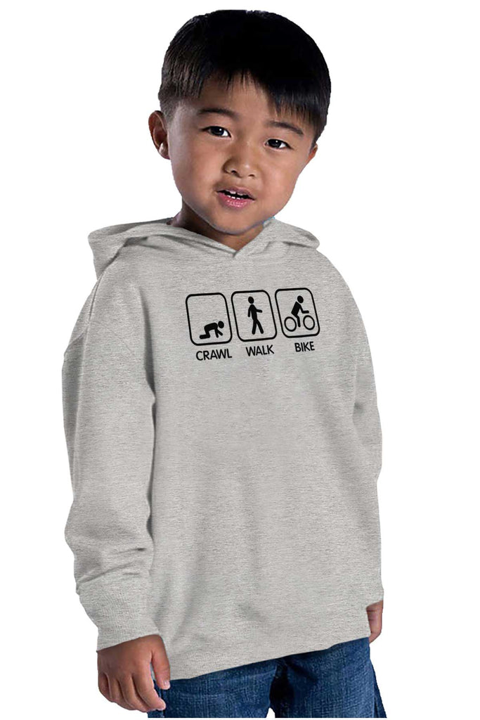 Crawl Walk Bike Toddler Pullover Hoodie-Direct To Garment Print-Brisco Baby