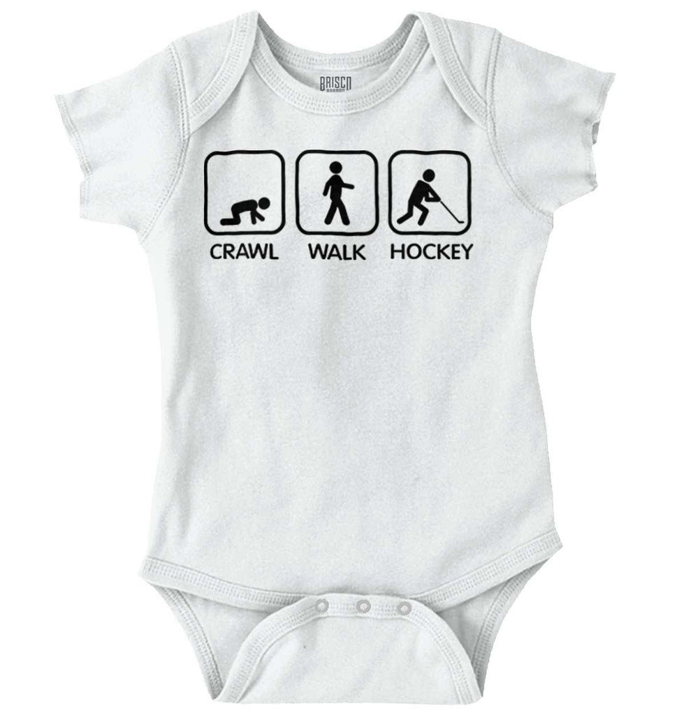 Crawl Walk Hockey Romper Bodysuit-Direct To Garment Print-Brisco Baby