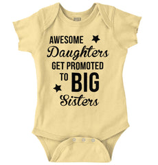 Awesome Daughter Promote Big Sisters Romper Bodysuit-Direct To Garment Print-Brisco Baby