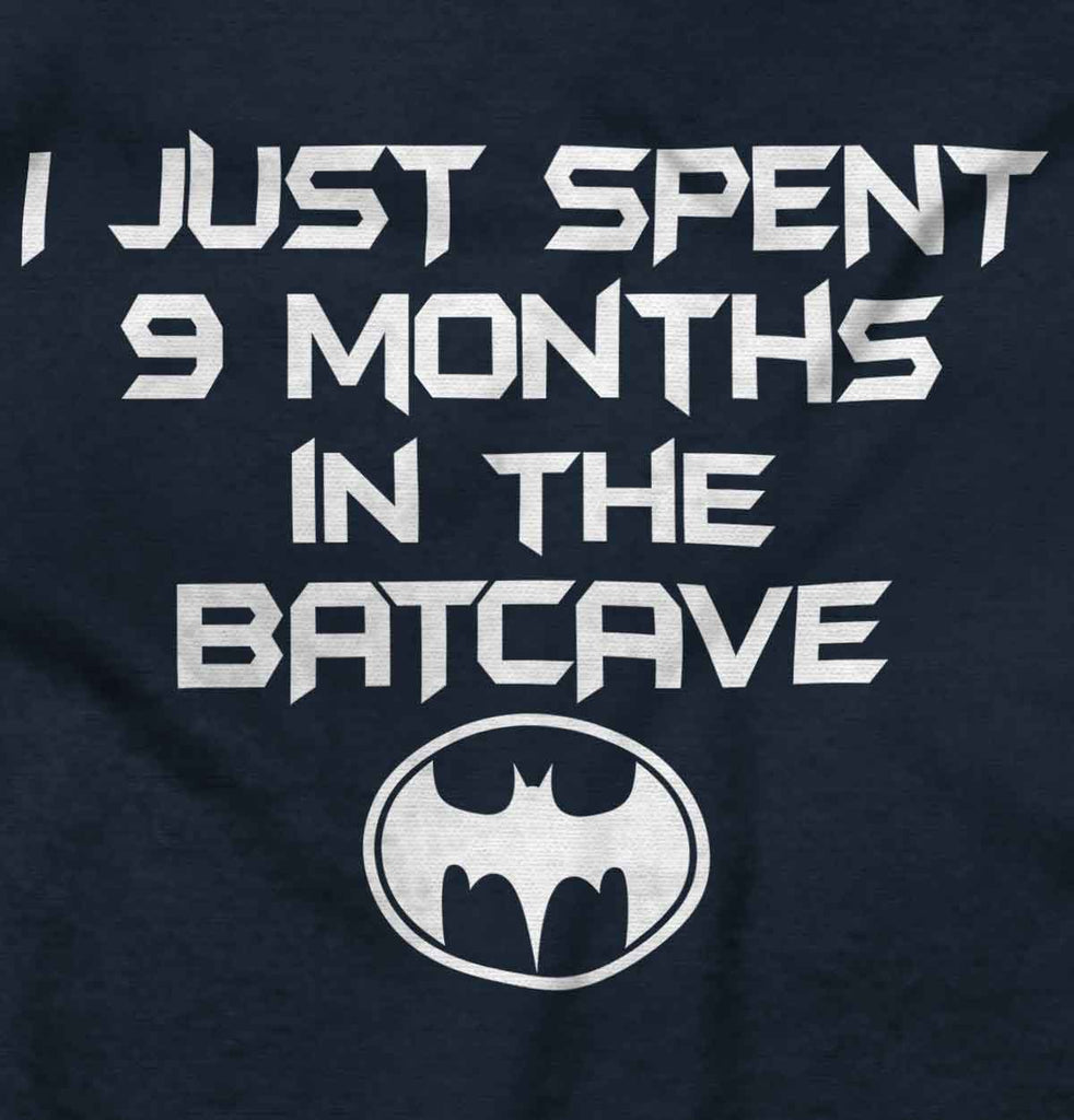 9 Months in Batcave Ringer Romper Bodysuit-Direct To Garment Print-Brisco Baby