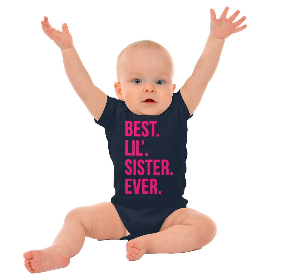 Best Lil Sister Ever Romper Bodysuit-Direct To Garment Print-Brisco Baby