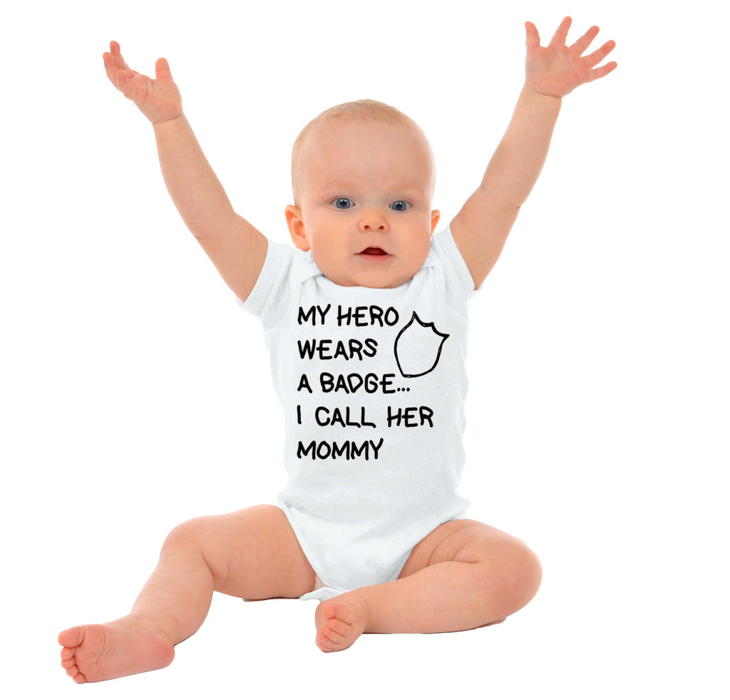 Hero Wears Badge Romper Bodysuit-Direct To Garment Print-Brisco Baby