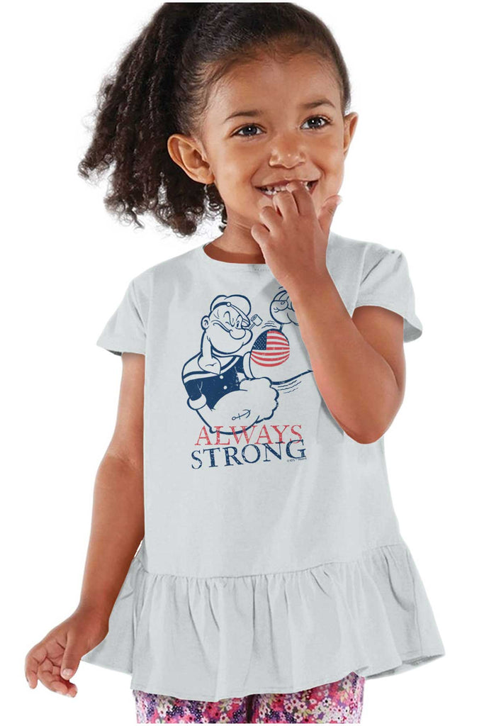 Always Strong Toddler Ruffle Bottom Tee-Direct To Garment Print-Brisco Baby