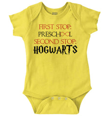 Preschool Hogwarts Romper Bodysuit-Direct To Garment Print-Brisco Baby