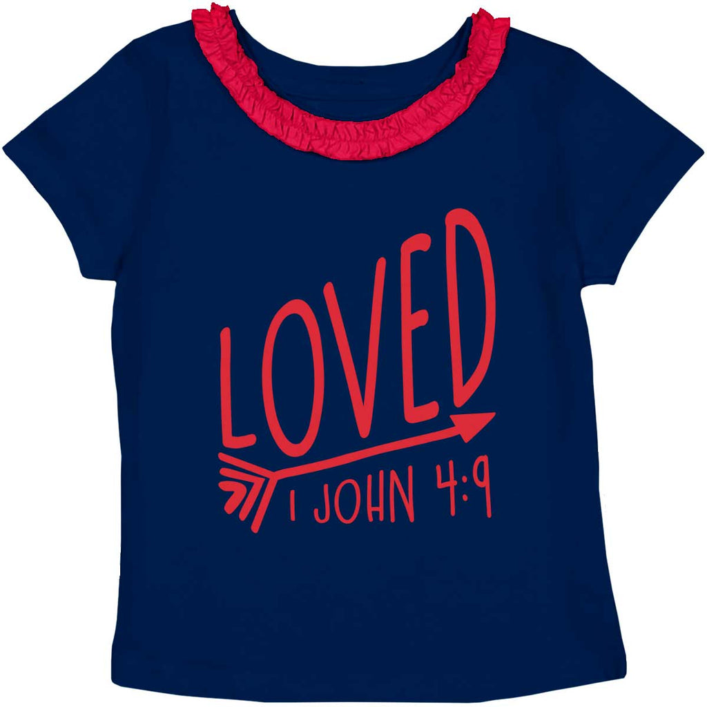 Loved Toddler Ruffled Trim T-Shirt-Direct To Garment Print-Brisco Baby