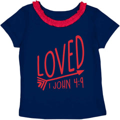 Loved Toddler Ruffled Trim T-Shirt-Direct To Garment Print-Brisco Baby