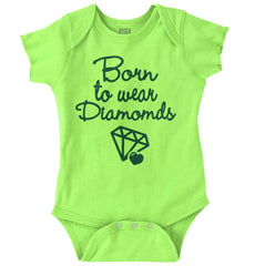 Born To Wear Diamond Romper Bodysuit-Direct To Garment Print-Brisco Baby
