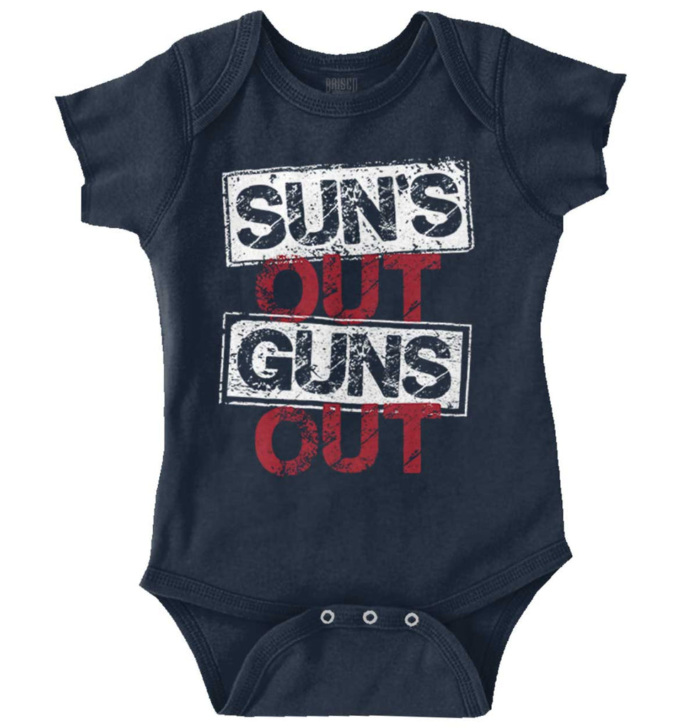 Guns Out Romper Bodysuit-Direct To Garment Print-Brisco Baby