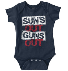 Guns Out Romper Bodysuit-Direct To Garment Print-Brisco Baby