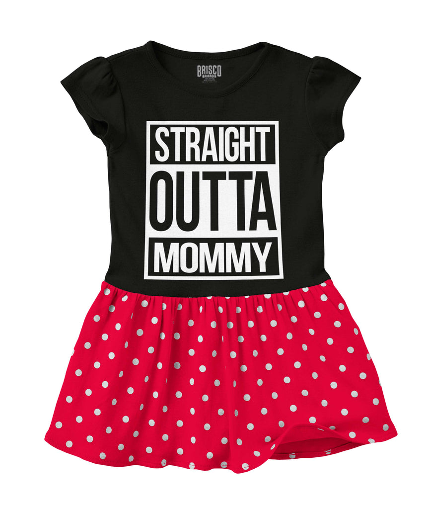 Straight Outta Mommy Baby Polka Dot Skirt Dress-Direct To Garment Print-Brisco Baby