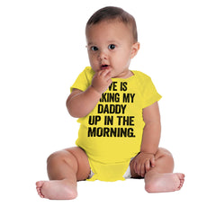 Waking Up Daddy Romper Bodysuit-Direct To Garment Print-Brisco Baby